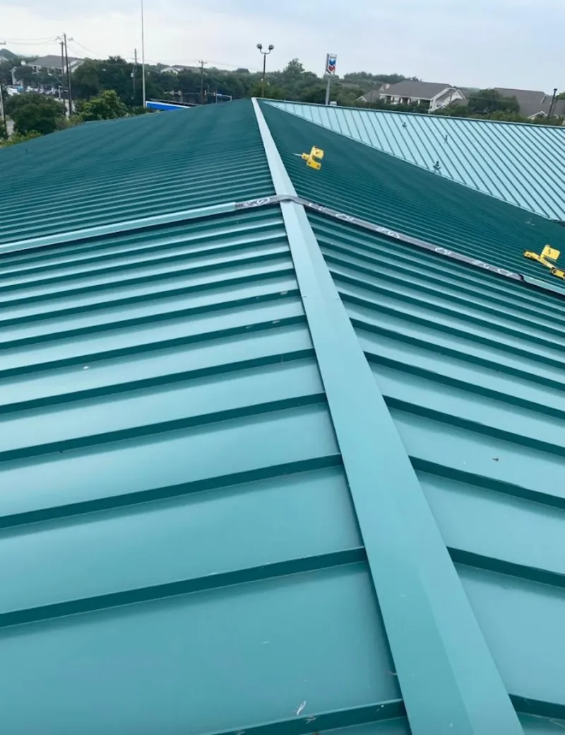 Green commercial metal roof ridge and valley for Metal Roof Repair in Vashon